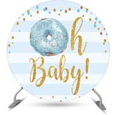 Aperturee - Oh Baby Donut Stripe Round Gender Reveal Backdrop